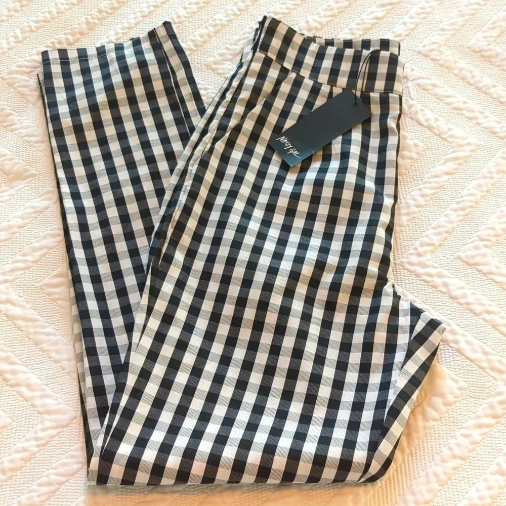 Nasty Gal Jumbo Gingham Tapered Trousers